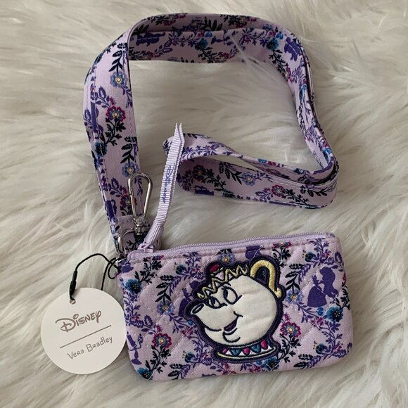 VERA BRADLEY X DISNEY Beauty & the Beast Mrs. Potts Zip ID Wide Lanyard Case - Picture 1 of 4